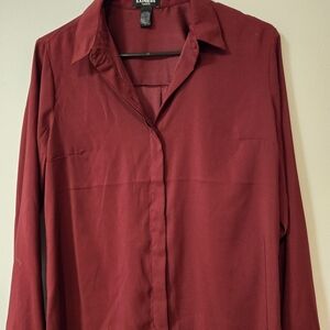 Burgundy button down chiffon blouse